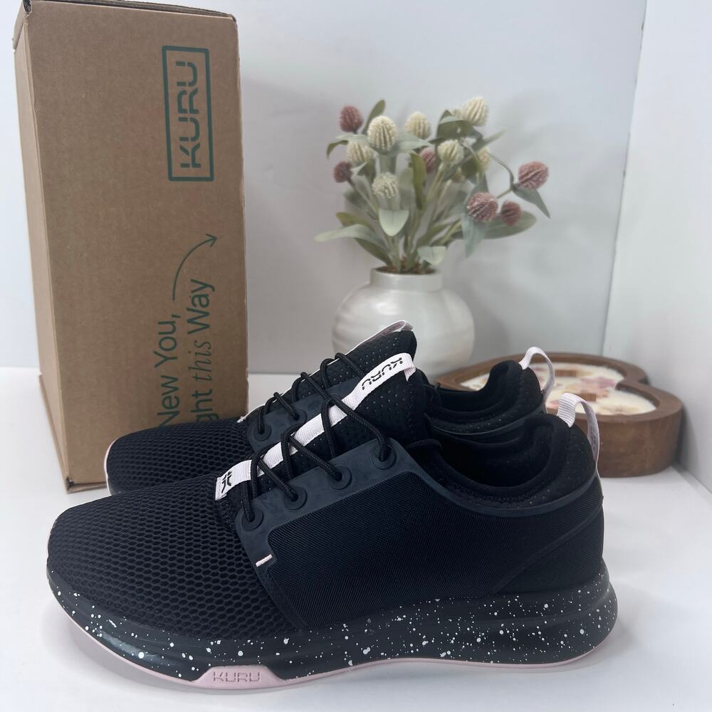 Kuru Atom Walking Comfort Sneaker Jet Black/Misty Lilac Women 10.5M NWB